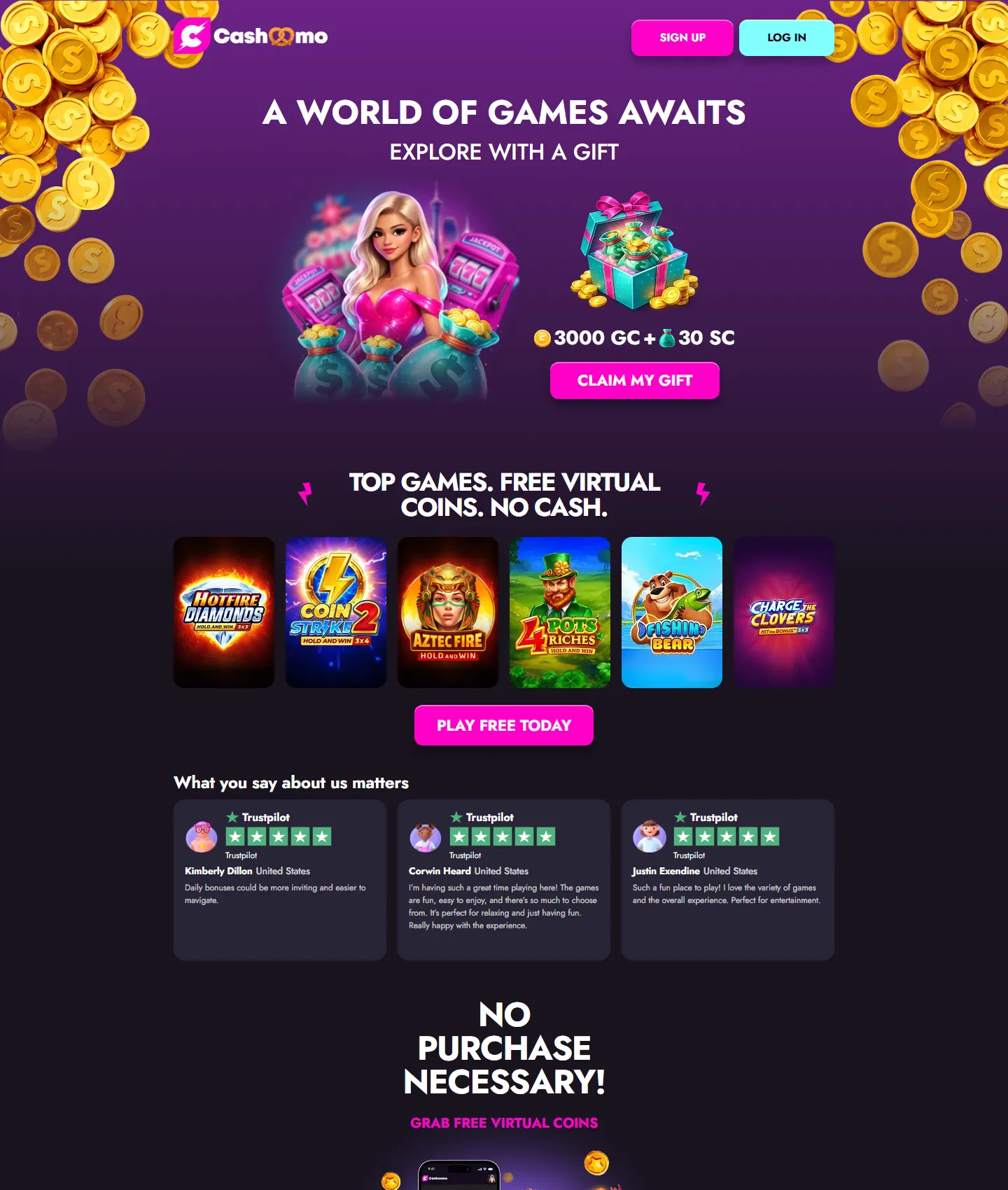 Screenshot of the Cashoomo website